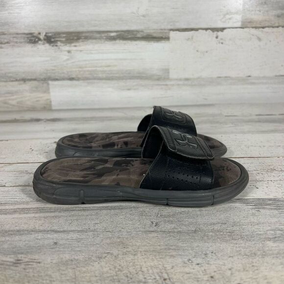Under Armour Boys Slides Sandals 4D Foam Logo Strap Black Size 1Y - Picture 1 of 7